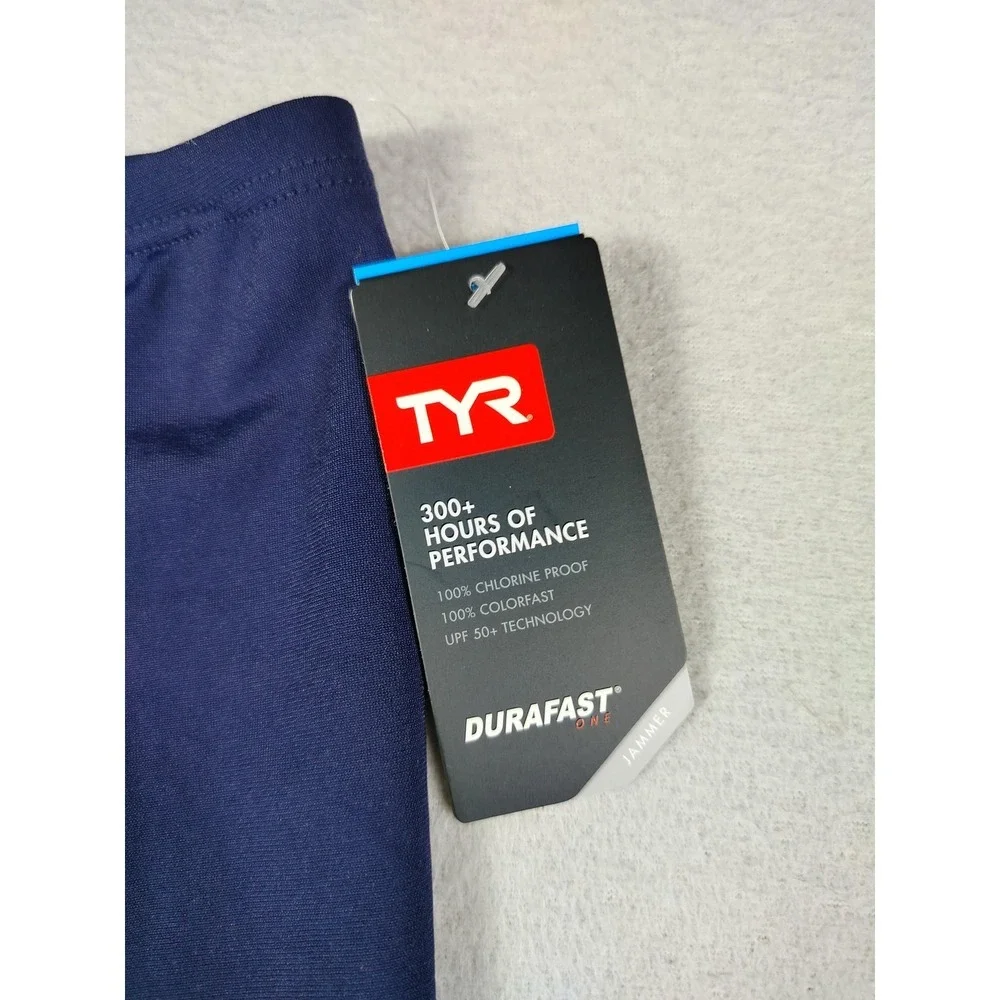 TYR Durafast One Swim Jammer Mens 30 Navy Chlorine Proof UPF 50+ Performance